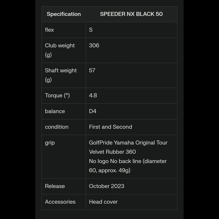 Yamaha RMX VD R Remix VD/R Driver SPEEDER NX BLACK 50 Schaft 2024