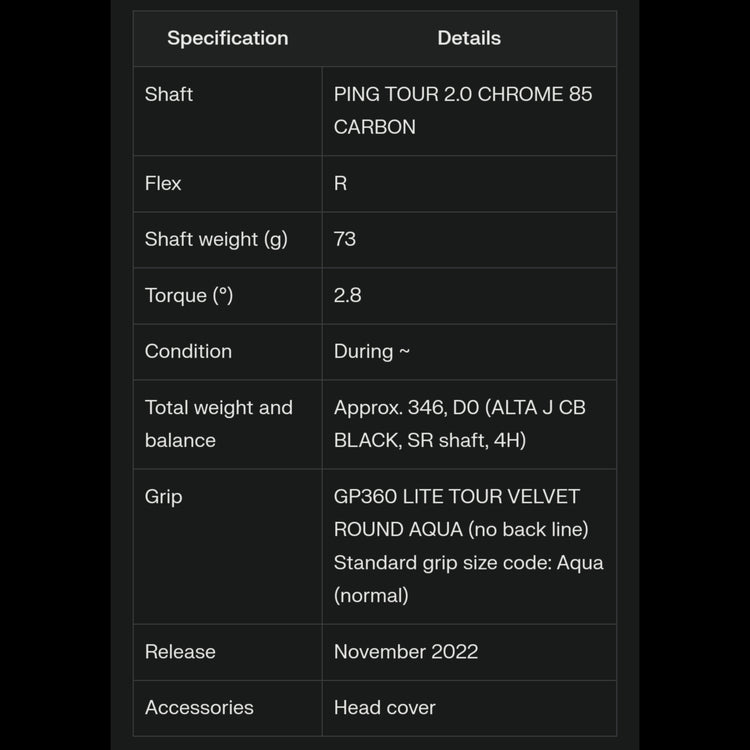 PING G430 Hybrid Utility PING TOUR 2.0 CHROME Carbon Shaft 2022