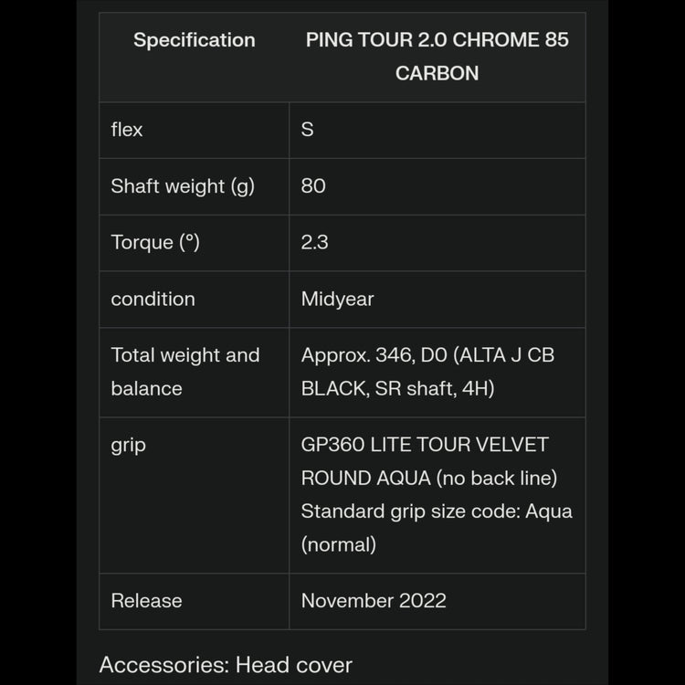 PING G430 Hybrid Utility PING TOUR 2.0 CHROME Carbon Shaft 2022