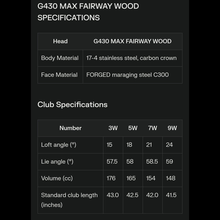 PING G430 MAX Fairway Wood PING TOUR 2.0 BLACK Schaft 2022