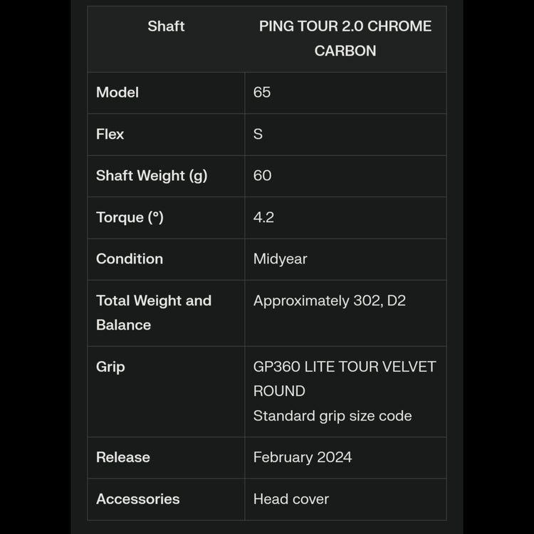 PING G430 MAX 10K Driver PING TOUR 2.0 CHROME Shaft 2024