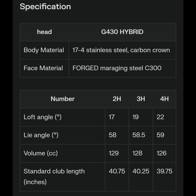 PING G430 Hybrid Utility PING TOUR 2.0 CHROME Carbon Shaft 2022