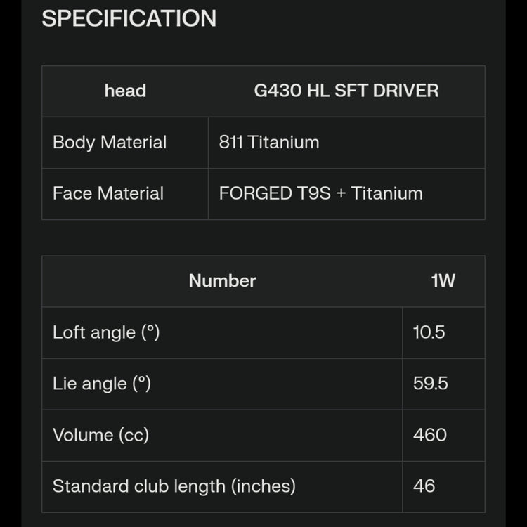 PING G430 HL SFT SF Tech Driver FUJIKURA SPEEDER NX Schaft 2023