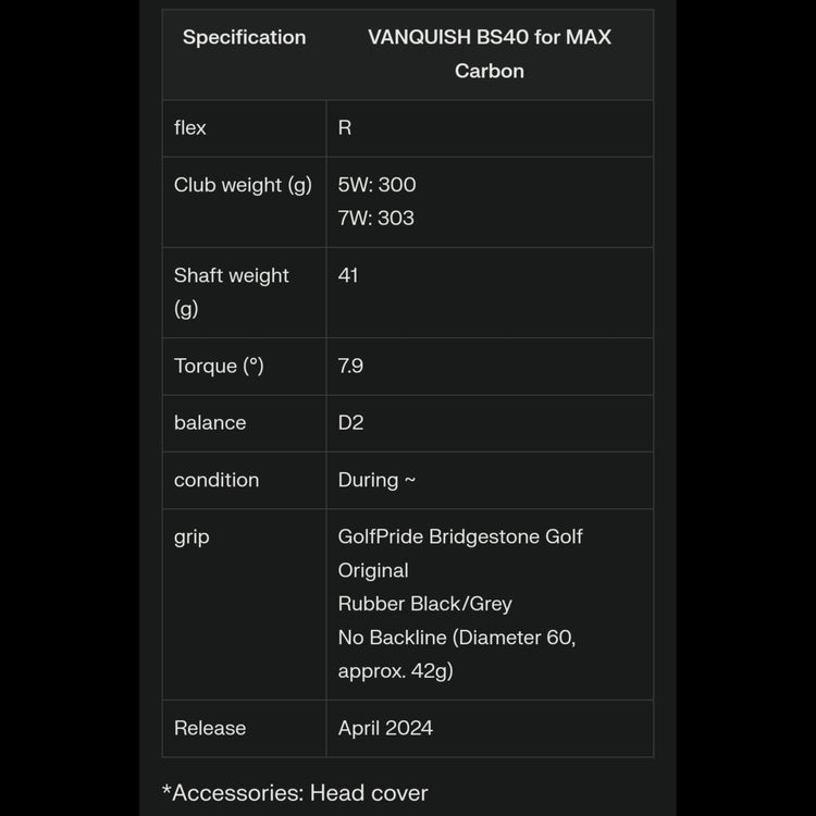 Bridgestone B3 MAX Fairway Wood VANQUISH BS40 for MAX Schaft 2024 kaufen