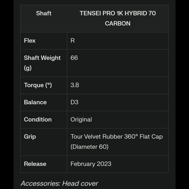 Titleist TSR3 Utility TENSEI PRO 1K HYBRID 70 Carbon Schaft 2023