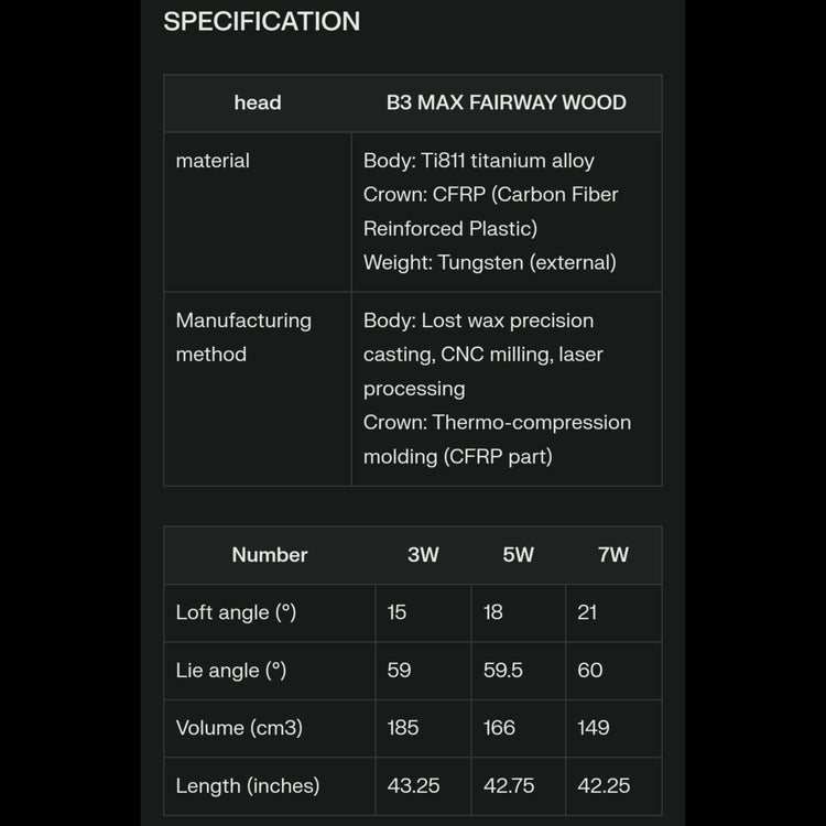 Bridgestone B3 MAX Fairway Wood VANQUISH BS40 for MAX Schaft 2024 kaufen