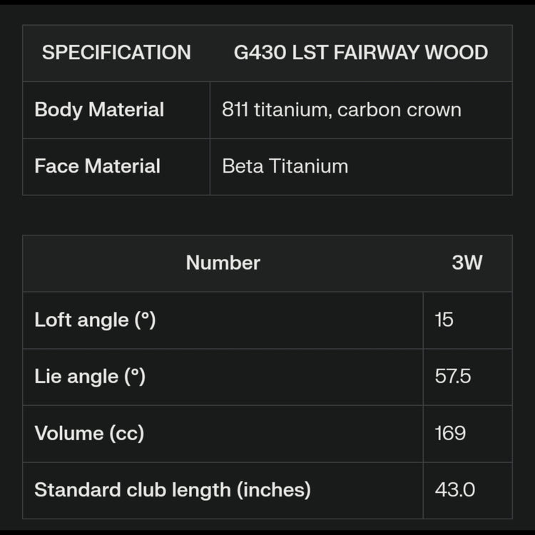 PING G430 LST LS Tech Fairway Wood PING TOUR 2.0 CHROME Schaft 2023