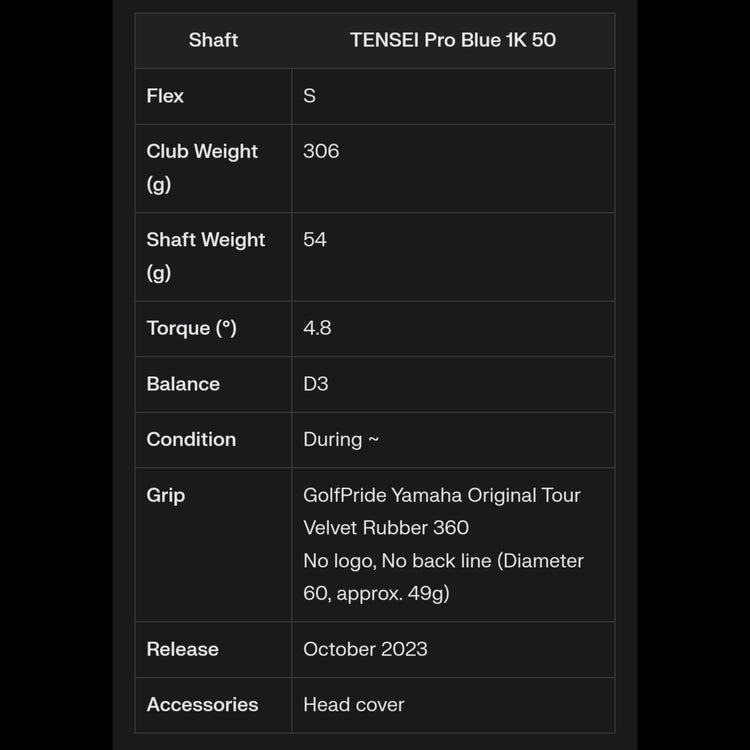Yamaha RMX VD M Remix VD/M Driver TENSEI Pro Blue 1K 50 Schaft 2024