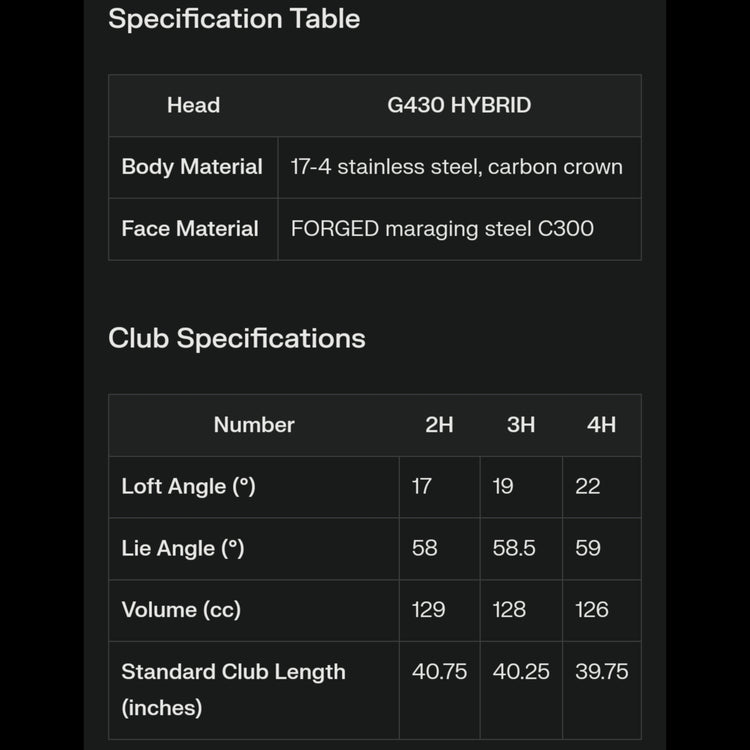 PING G430 Hybrid Utility ALTA J CB BLACK Carbon Schaft 2022