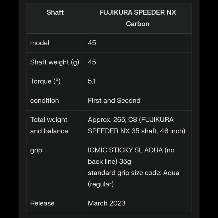 PING G430 HL SFT SF Tech Driver FUJIKURA SPEEDER NX Schaft 2023