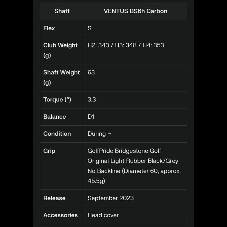 Bridgestone B1ST Hybrid Utility VENTUS BS6h Carbon Schaft 2023